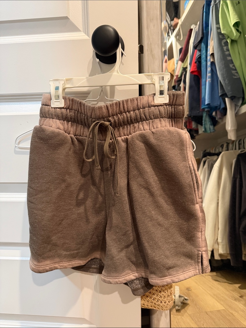 wild fable Relaxed High-Rise Drawstring Athletic Shorts in Mauve Brown